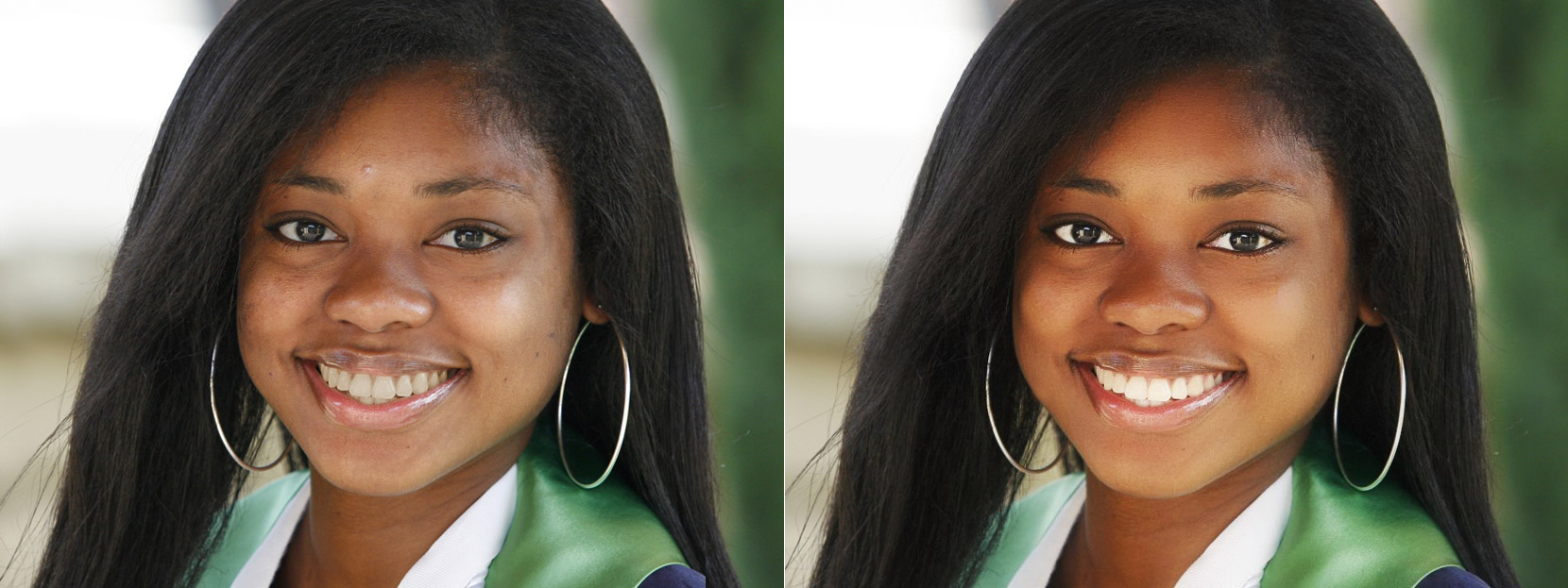 Foto de antes y después de un retoque con Makeup.Pho.to